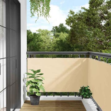vidaXL Balkonscherm 600x90 cm PVC crèmekleurig, Verzenden, Nieuw