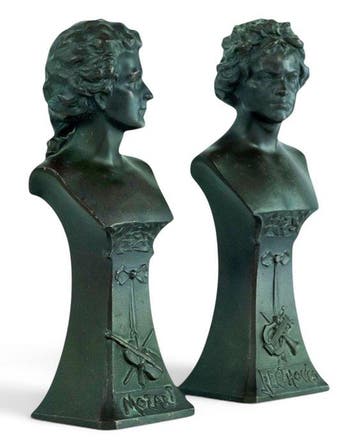sculptuur, Mozart & Beethoven - Antique Busts - 18 cm -, Antiek en Kunst