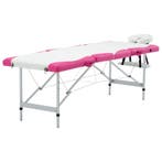 vidaXL Massagetafel inklapbaar 4 zones aluminium wit en roze, Verzenden, Nieuw