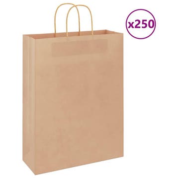 vidaXL Papieren zakken 250 st met hengsels 32x12x42 cm bruin, Divers, Emballage cadeau, Verzenden