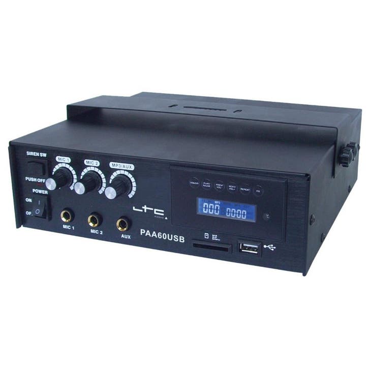 LTC PAA60USB 3 Kanaals PA Versterker 60W USB-SD/MP3, Audio, Tv en Foto, Luidsprekerboxen