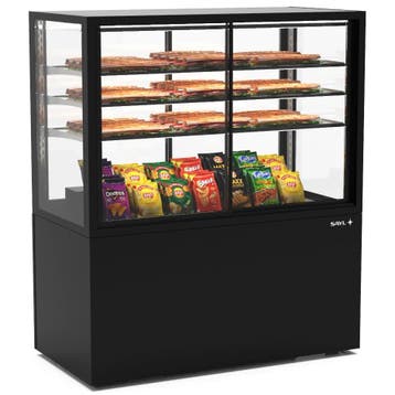 Neutrale Vitrine | INTEGRA | Zwart | 4 Niveaus |, Verzenden