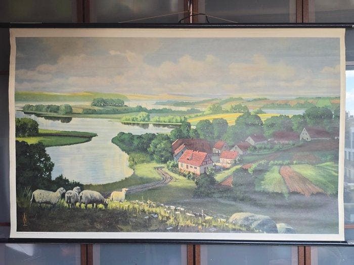 Werner Lenz - Schoolkaart - Linnen, Antiek en Kunst, Curiosa en Brocante