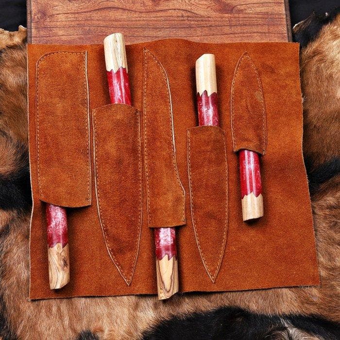 Keukenmes - Chefs knife - rozenhout, staal, leer - Spanje -, Antiek en Kunst, Antiek | Keukengerei