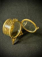 Boîte à bijoux - Tôle de bronze (roulée) - (dorée) - tissu