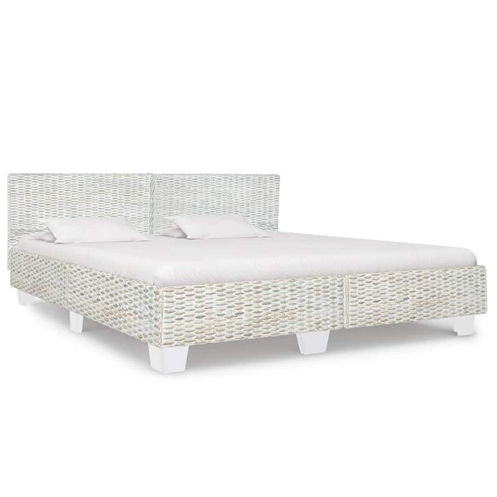 vidaXL Bedframe natuurlijk rattan grijs 180x200 cm, Maison & Meubles, Chambre à coucher | Lits, Envoi