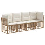 vidaXL Buiten bank set met kussen 4 pcs Naturel Polyester, Verzenden