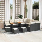 vidaXL Tuinbank Set met kussen 13 pcs Zwart poly rattan, Verzenden, Nieuw