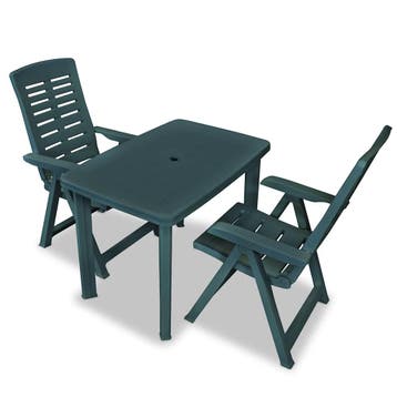 vidaXL 3-delige Bistroset kunststof groen, Verzenden
