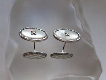 Argent, Nacre - Boutons de manchette - Art déco