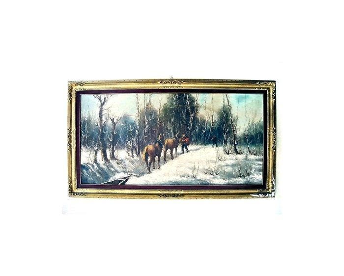 Giuseppe Viganò (1910-?) - Paesaggio invernale - XL format, Antiek en Kunst, Kunst | Schilderijen | Klassiek