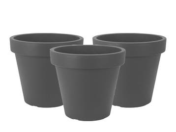 Set van 3 stuks Kunststof Bloempot Antraciet Ø39cm, Tuin en Terras, Ophalen of Verzenden, Nieuw