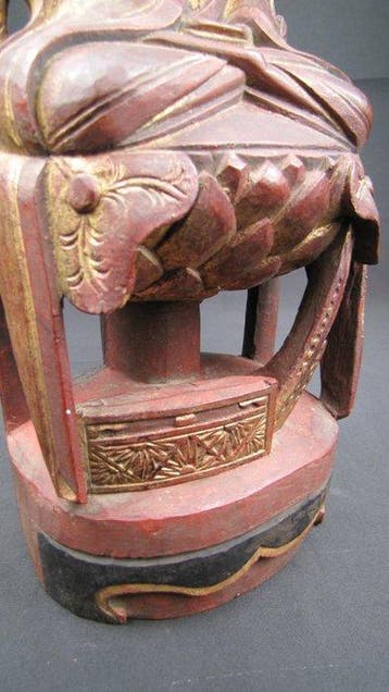 Grote Guanyin-beeld met schatkist - 43 cm - Hout - China -