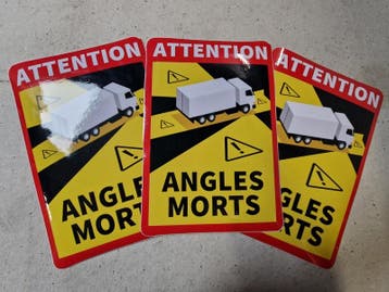Dode Hoek Angles Morts Sticker Vrachtwagen 3x (Onderdelen), Verzenden