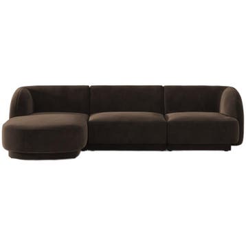 Micadoni Velvet Left Corner Sofa, miley, 4 Seats, Dark, Maison & Meubles, Verzenden