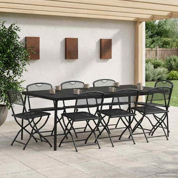 vidaXL Buitenmeubels set 9 st Antracietkleurig Ijzer en, Tuin en Terras, Verzenden, Nieuw