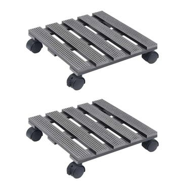 vidaXL Plantentrolleys 2 st 30x30x7,5 cm HKC grijs, Verzenden, Nieuw