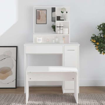 vidaXL Kaptafel met spiegel 86,5x35x136 cm wit, Verzenden