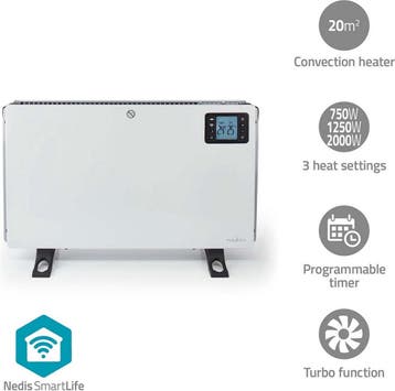 Nedis SmartLife Elektrische Convectorkachel - 2000W - 3War, Verzenden