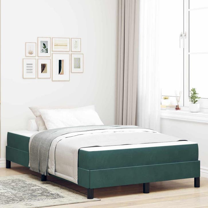 vidaXL Boxspring bed met matras Donkergroen 120 x 190 cm, Huis en Inrichting, Slaapkamer | Bedden, Nieuw, Verzenden