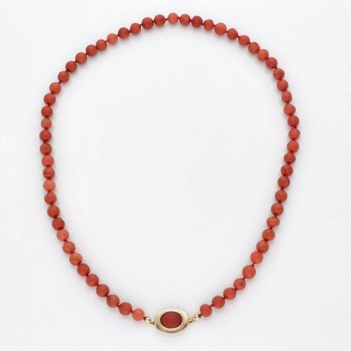 Collier - 14 carats Or jaune Corail rouge, Bijoux, Sacs & Beauté, Colliers