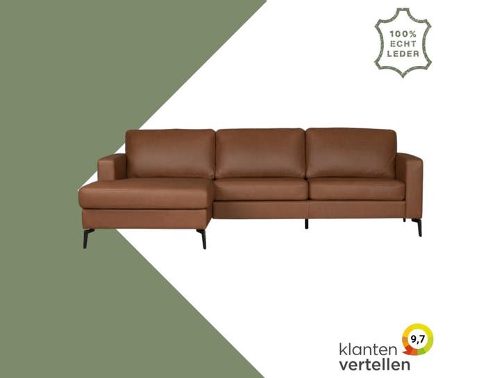 Leren hoekbank Match - 2.5-zits arm rechts + Longchair arm, Antiquités & Art, Antiquités | Meubles | Chaises & Canapés, Enlèvement ou Envoi