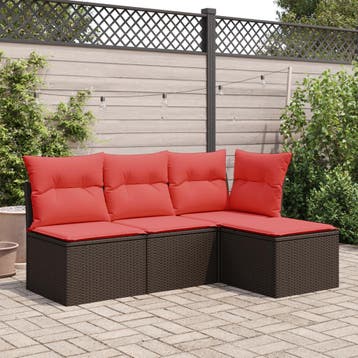 vidaXL Tuinkruk met kussen 55x55x37 cm poly rattan bruin, Verzenden, Nieuw