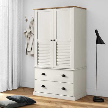 vidaXL Kledingkast VIGO 90x55x170 cm massief grenenhout wit, Huis en Inrichting, Verzenden, Nieuw