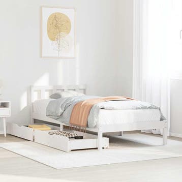 vidaXL Bedframe zonder matras massief grenenhout wit 75x190, Verzenden, Nieuw