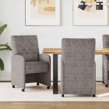 vidaXL Eetkamerstoelen met wielen 2 st Kunst Suède Leer, Verzenden, Nieuw