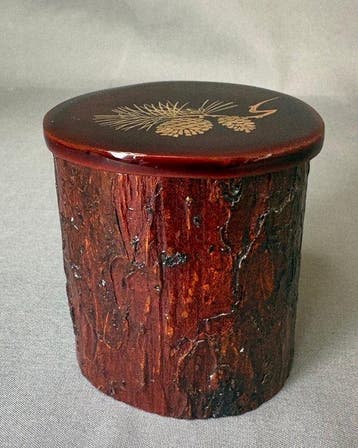 Minowa Issei - Theekistje / doosje - Hout, Lak, maki-e -