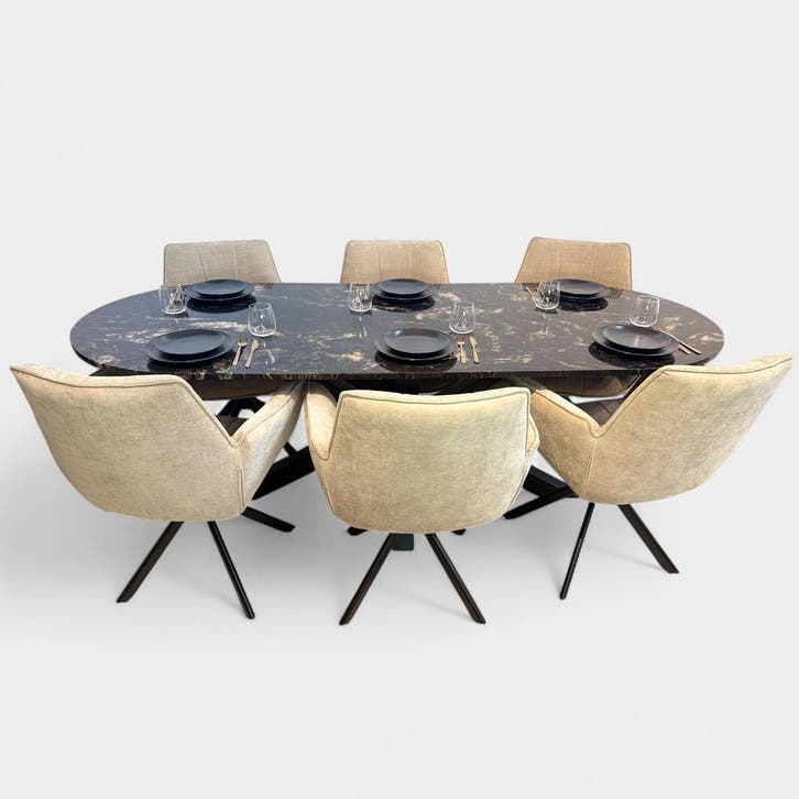 Cosmic Black Tafel  Plat Ovaal 90X220 CM, Maison & Meubles, Tables | Tables à manger