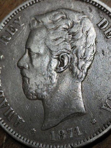Spanje. Amadeo I. 5 Pesetas 1871 (Zonder minimumprijs)
