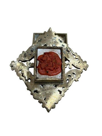 Reliekhouder - Brons, Gouden cartouche, Glas - 20e eeuw -, Antiek en Kunst