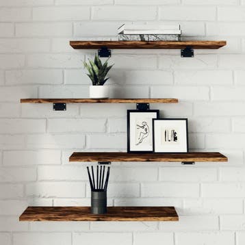 vidaXL Wandschappen 4 st 60x20x1,5 cm bewerkt hout gerookt, Verzenden