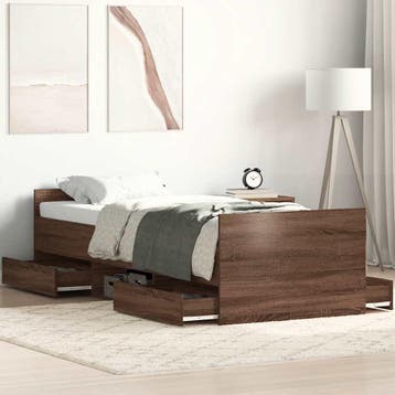 vidaXL Bedframe met hoofd- en voeteneinde bruin eikenkleur, Verzenden, Nieuw