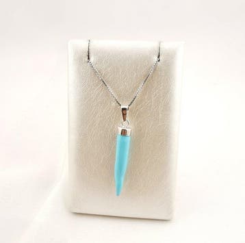 Turquoise - Zilver - Ketting met hanger - met de hand, Antiek en Kunst