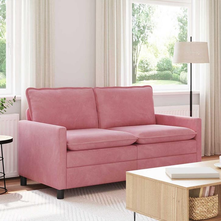 vidaXL bank / zetel Roze 156 x 81 x 87,5 cm Fluweel, Maison & Meubles, Canapés | Salons, Envoi