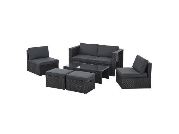Veiling - Polyrotan Loungeset / Tuinset Salou - Zwart, Jardin & Terrasse, Ensembles de jardin