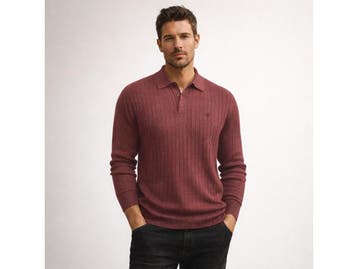 Veiling - Cappuccino Italia Massa Knit Polo Burgundy - M, Nieuw