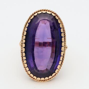 Ring - 14 karaat Roségoud Saffier, Handtassen en Accessoires, Nieuw