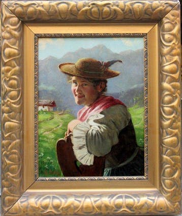 Emil Rau (1858-1937) - Portrait of Bavarian peasant girl