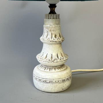 Lampe de table - Vintage - socle de lampe en albâtre blanc,