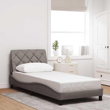vidaXL Bedframe zonder matras 90x200 cm stof taupe, Verzenden