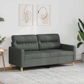 vidaXL Tweezitsbank / zetel 140 cm stof donkergrijs, Verzenden