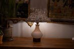 Lampe de table - Ampoule blanche opaline - Verre, Bois,
