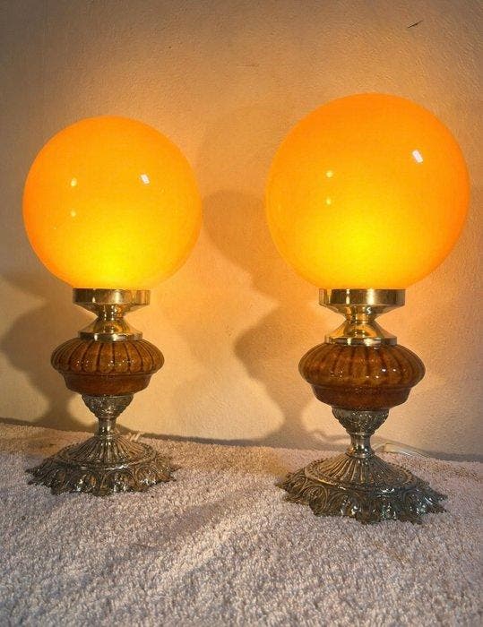 Lampe de table (2) - Chrome, Céramique, Verre, Antiek en Kunst, Curiosa en Brocante