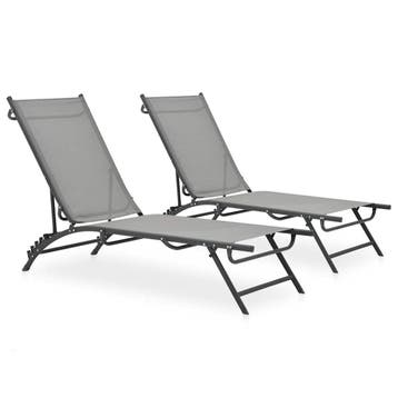 vidaXL Ligbedden 2 st textileen en staal, Tuin en Terras, Verzenden, Nieuw