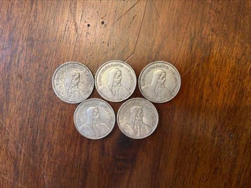 Zwitserland. 5 Francs 5x 1935/1939 (Zonder minimumprijs), Postzegels en Munten