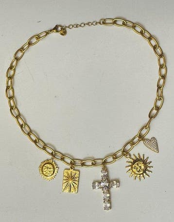 Religieuze set met kruis - 3-delige sieradenset - gouden bad
